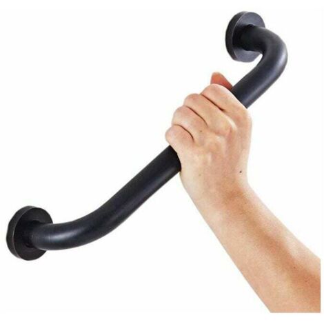 Poignée de Baignoires 53cm Barre D'Appui Inox Mural Porte-serviettes Noir