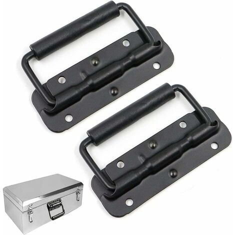 Poignée De Boîee À Ressort, 2 Pièce Poignée Pliante, Poignée De Flight Case, Poignée Pliante Métal, Poignée À Ressort De Boîte À Outils, Poignée De Caisse For Toolbox Et Storage Box, 110Mm(Noir) Dksfj