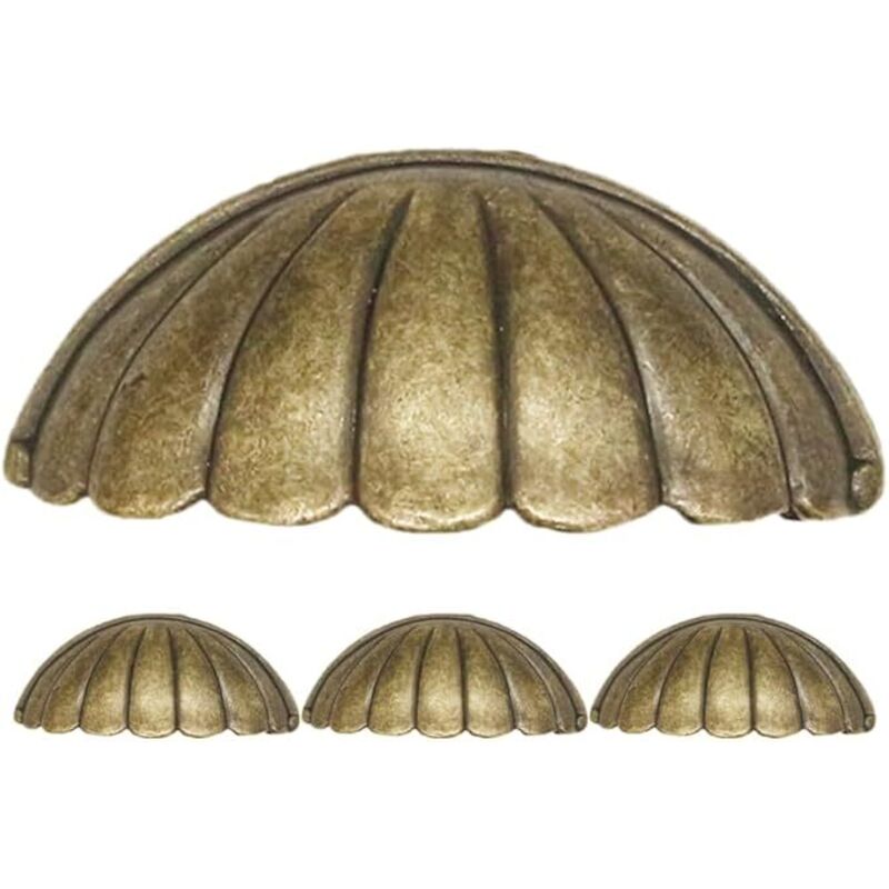 Poignée De Coquille, 4 Pièces Laiton Bouton De Porte Poignée Forme De Coquille, Rétro Poignées De Meubles Pour Porte D'armoire Poignées De Porte De
