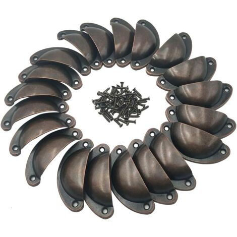 Poignée De Coquille Vintage,20 Pièces Poignee De Meuble Vintage Poignées De Tiroirs Semi-Circulaires Ménagers Bouton De Porte De Placard,Rétro Poignées De Porte