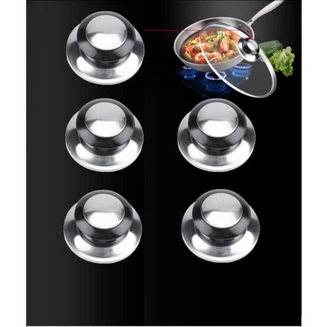 Poignée de couvercle - YES - 5 pièces - Bakélite - Ergonomique - Noir et Argent