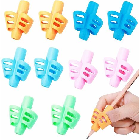 Poignée de crayon - Poignée de crayon manuscrite pour enfants, instrument d'écriture de correction de posture scolaire (5 couleurs, paquet de 10)