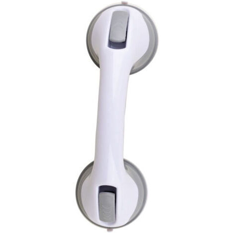 Poignée de Douche à Ventouse 29cm, Barre d'Appui Sécurité Antidérapant pour Salle de Bain, Plastique Gris et Blanc
