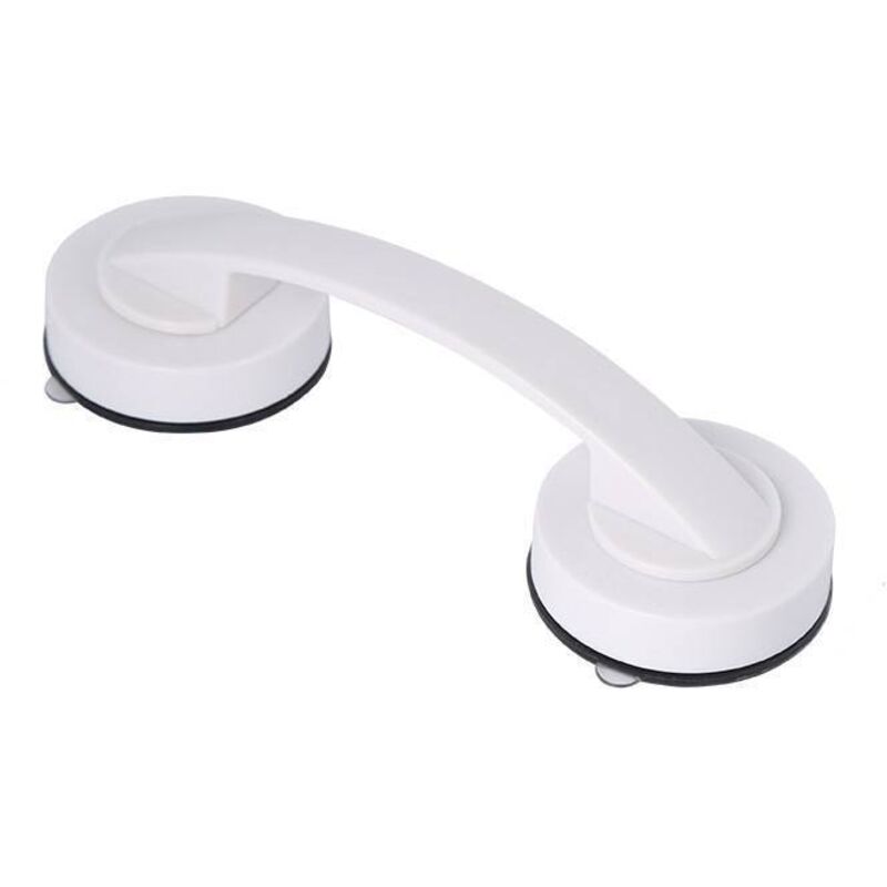 Poignée de douche simple sans perforation - Ventouse verrouillable - Poignée de douche pour personnes âgées avec poignée à ventouse - Blanc