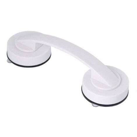 Poignée de douche simple sans perforation - Ventouse verrouillable - Poignée de douche pour personnes âgées avec poignée à ventouse - Blanc