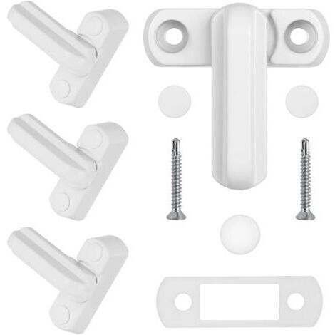 Poignée de Fenêtre, 4PCS Poignée Fenetre en Aluminium, Poignee Porte Bloque Fenetre pour Sécurité Enfant, Installation Facile pour Maison Portes Placards Fenêtres