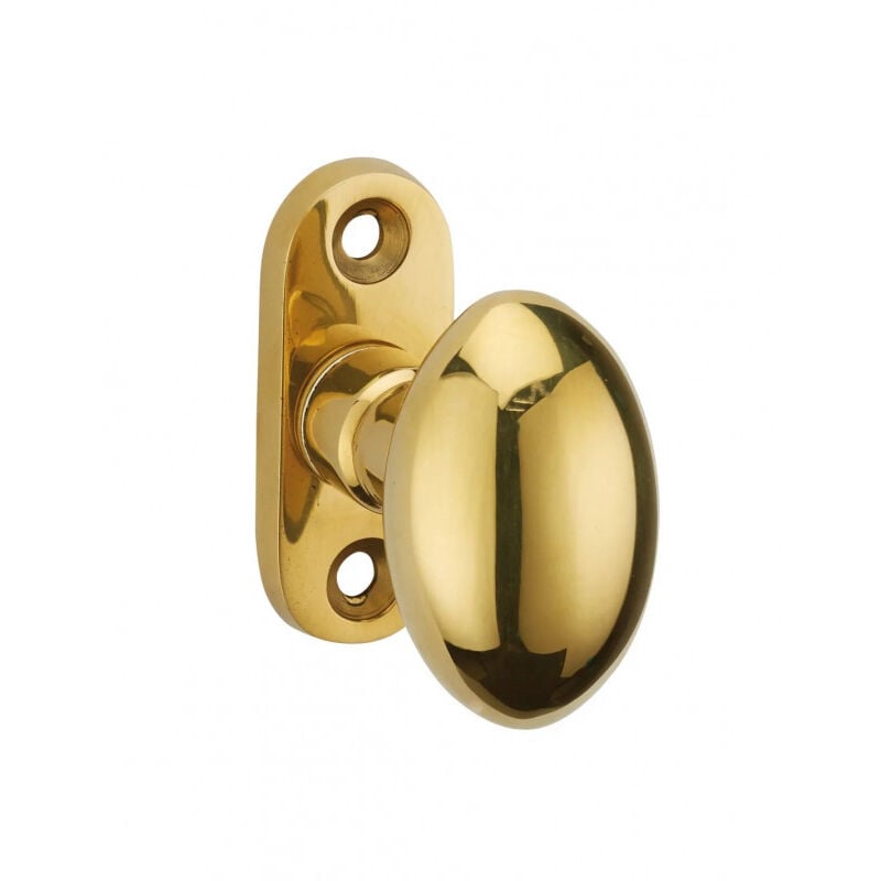 Thirard - Poignée de fenêtre, bouton ovale laiton massif poli sur platine avec vis