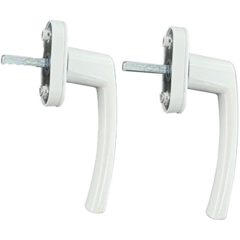 Poignée de fenêtre en aluminium blanc – Accessoire de porte et de fenêtre sûr et élégant avec tige de 35 mm de long. S'adapte à la plupart des fenêtres standards. (blanc, 2 pièces)
