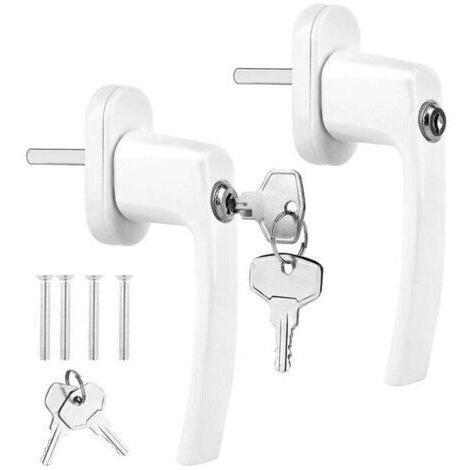 Poignée de fenêtre en aluminium blanc, poignée de fenêtre oscillo-battante avec clé, protection antivol, fenêtre de sécurité enfant，OUYLAF