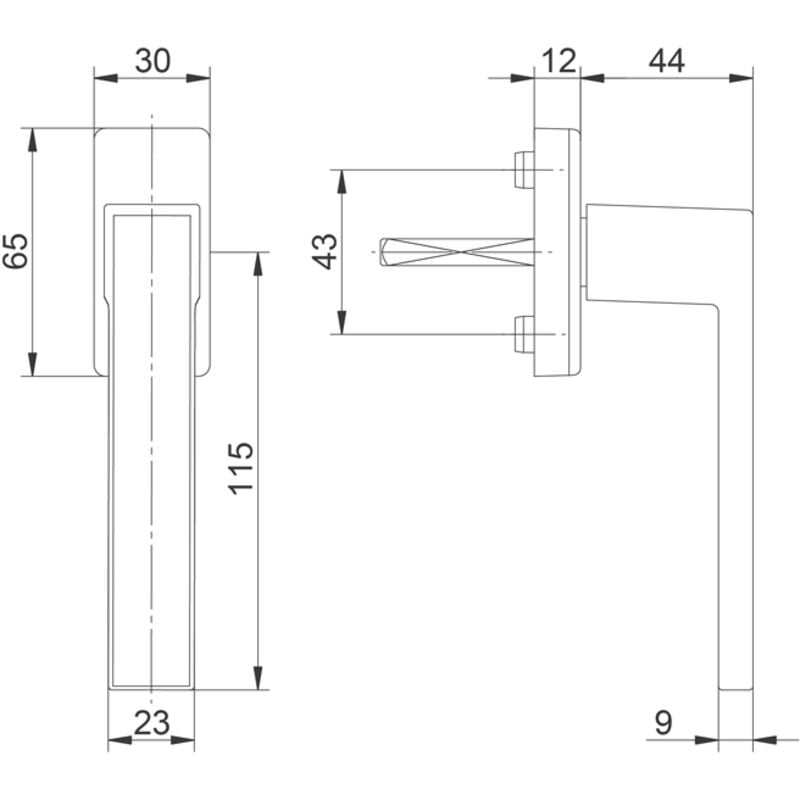 Kintech - Poignée de fenêtre reka - Carré (mm) : 7x25 - Finition : Blanc RAL9016 - Vis : M5x35 - - Vendu par : 100