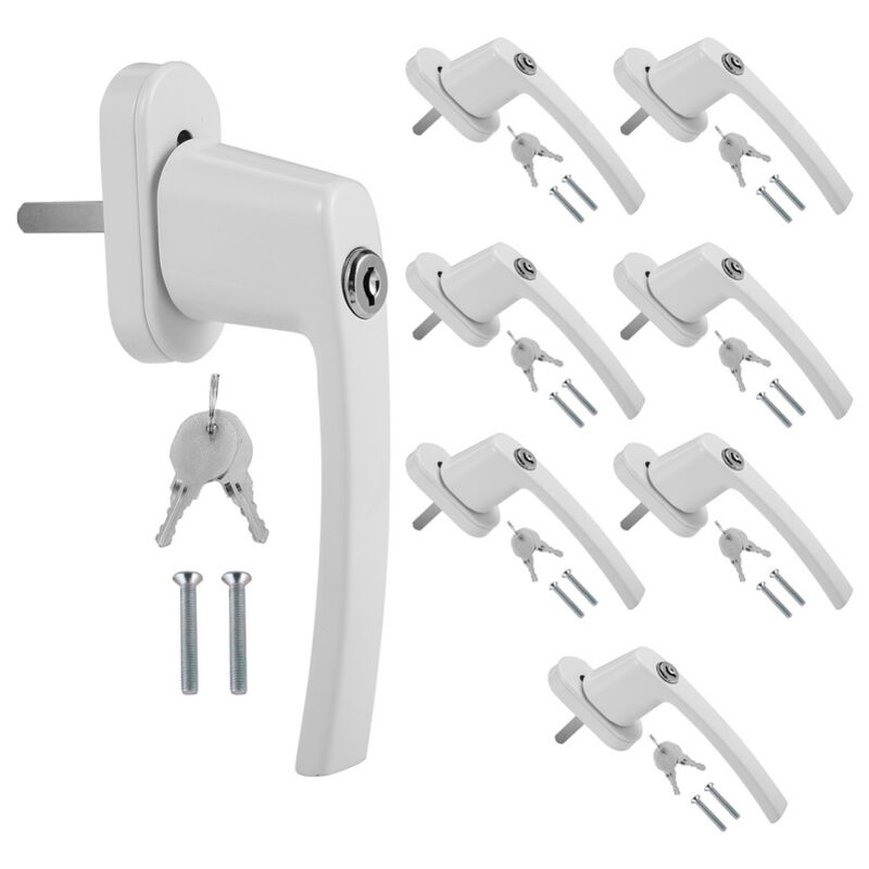 Jopassy - Poignée de fenêtre verrouillable Design Poignée de porte en aluminium Clé en aluminium blanc 8X