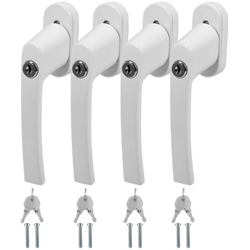 Basetbl - Poignée de fenêtre verrouillable Poignée de fenêtre en aluminium Poignée de fenêtre de sécurité avec serrure blanc 4X