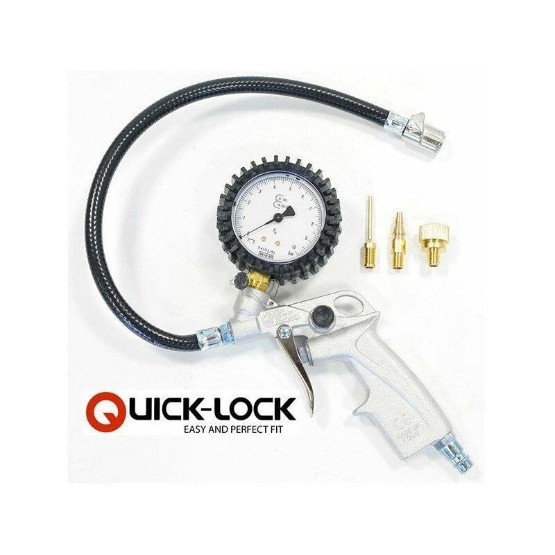Prodif - Poignee de gonflage 10 bars metal quicklock +3 embouts