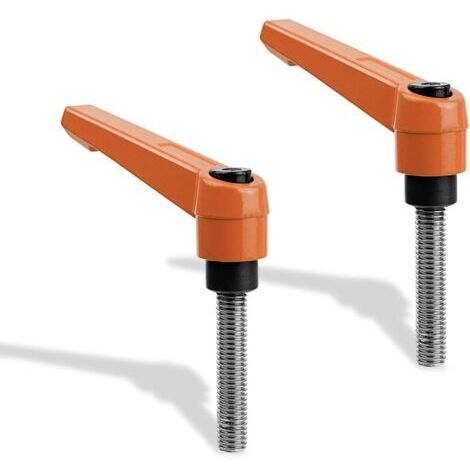 Poignée de Levier de Serrage Réglable M8 x 40mm - 2 Pièces en Acier Inoxydable 304 Résistant à la Corrosion - Pour Assemblages Mécaniques, Machines, Équipements Industriels - Couleur Orange