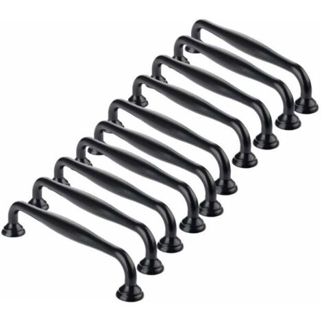 Poignée de meuble-10pcs Poignée de Porte Noir Bâton Cuisine Armoire Tiroir Chambre Tirer Entraxe 96mm--