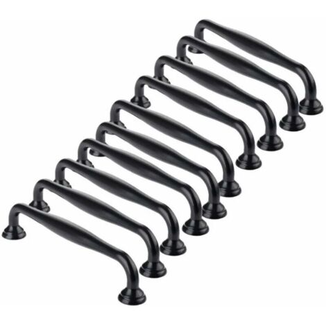 Poignée de meuble-10pcs Poignée de Porte Noir Bâton Cuisine Armoire Tiroir Chambre Tirer Entraxe 96mm