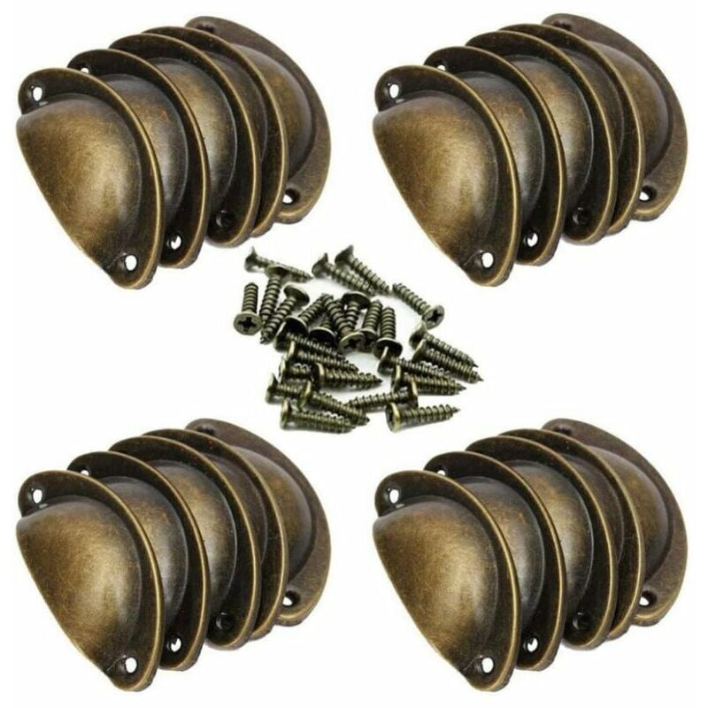 Poignée de meuble-20 Poignée de Coquille Vintage pour Tiroir Armoire Meuble Cuisine, Fer Incurvé Bouton de Porte de Placard Retro 8,2 cm x 3,5 cm