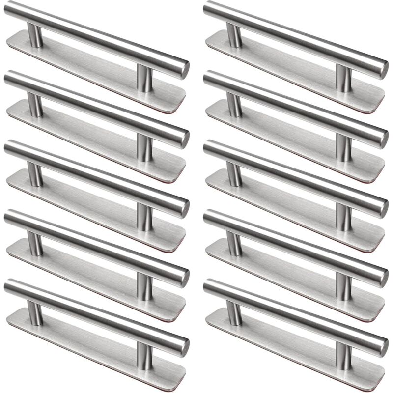 Poignée de Meuble Autocollante, 10 Pièces Poignées de Porte en Acier Inoxydable, 148mm Poignées pour Placards Cuisine Porte Commode Armoire, Argent Poignée de Meuble Autocollante, 10 Pièces Poignées de Porte en Acier Inoxydable, 148mm Poignées pour Placards Cuisine Porte Commode Armoire, Argent