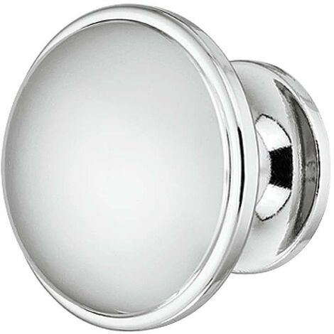 Poignée de meuble bouton métal aspect argent chromé poli brillant porte armoire commode penderie