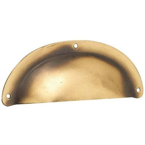 REI – Poignée coquille zamak vieilli – Entraxe 76 mm – Fixation par vis – Longueur vis 25 mm – Pour meubles et tiroirs