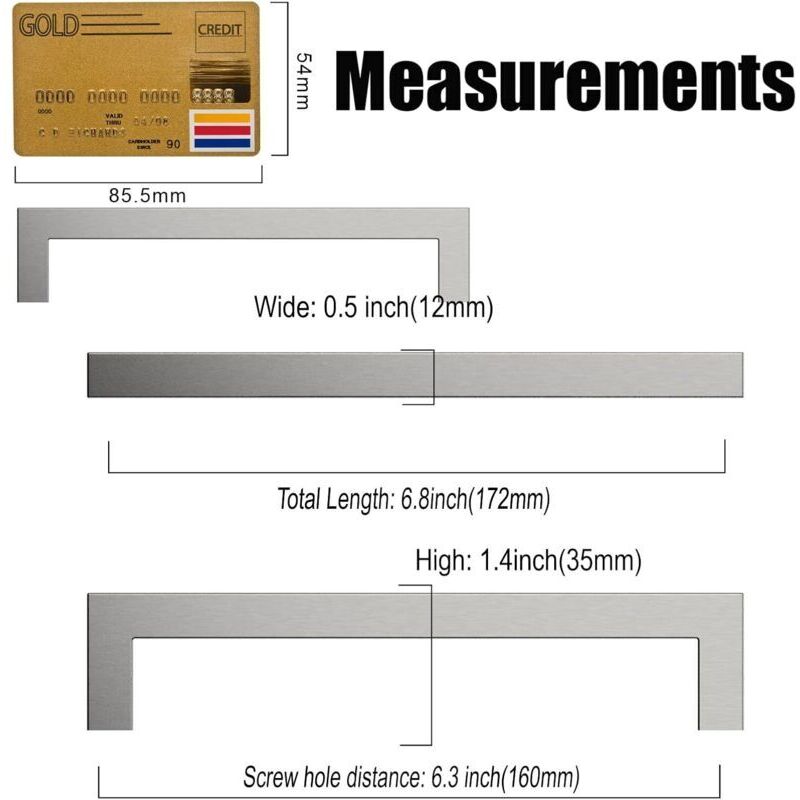 Poignée de meuble cuisine 160mm Lot de 10 Acier inoxydable Poignée pour placard et tiroir