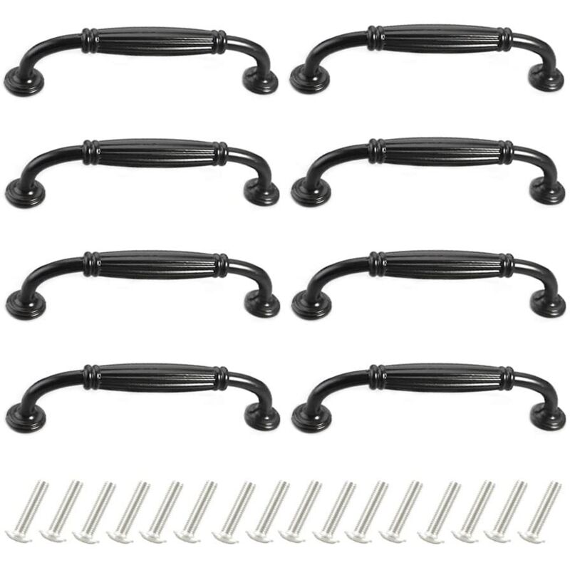 poignee de meuble cuisine noir 96mm 8 Pièces Poignée de Porte Poignee de Meuble Vintage Poignet de Porte Cuisine Alliage d'aluminium Poignee Meuble