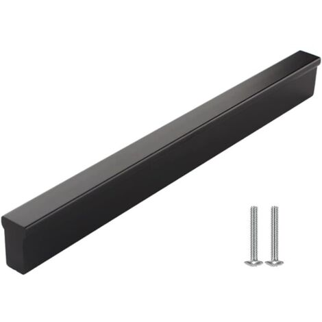 Poignee de Meuble Cuisine, Noir Mat Poignées de Porte pour Placard de Tiroir en Aluminium trou Distance 160mm avec Vis, 2 Unités