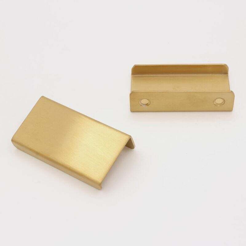 Poignée de meuble de cuisine, poignée dorée encastrée, poignée de porte cachée en alliage d'aluminium, 2 pièces, distance du trou 64 mm