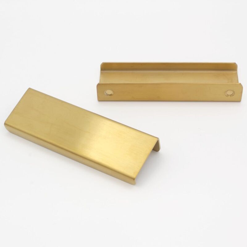 Poignée de meuble de cuisine, poignée dorée encastrée, poignée de porte cachée en alliage d'aluminium, 2 pièces, distance du trou 96 mm