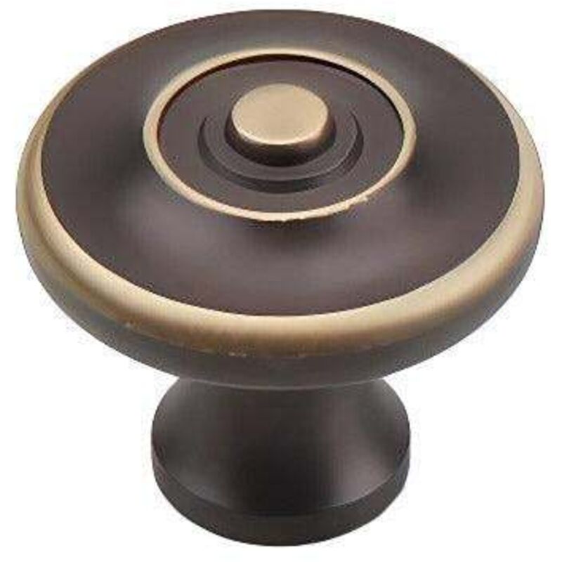 Poignée de meuble en cuivre pur, poignée de tiroir antique, petite poignée de porte en cuivre noir, bouton marron - 32 mm