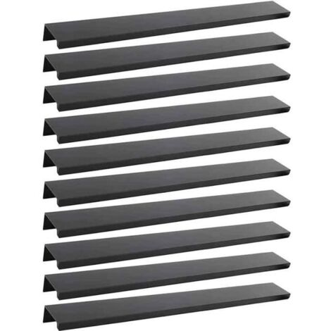 Poignée de meuble - Invisible - Noir - Lot de 10 - Alliage d\'Aluminium - Entraxe 224mm