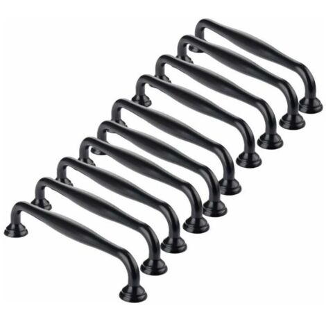 Poignée de meuble-Poignée de meuble-10pcs Poignée de Porte Noir Bâton Cuisine Armoire Tiroir Chambre Tirer Entraxe 96mm