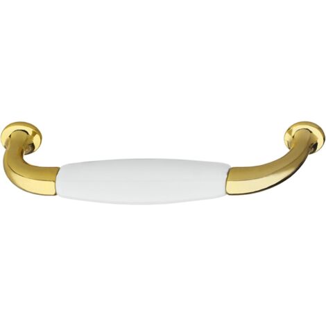 Poignée de meuble porcelaine céramique finition laiton poli entraxe 96 mm avec vis Tiroir Armoire Vintage Style Maison