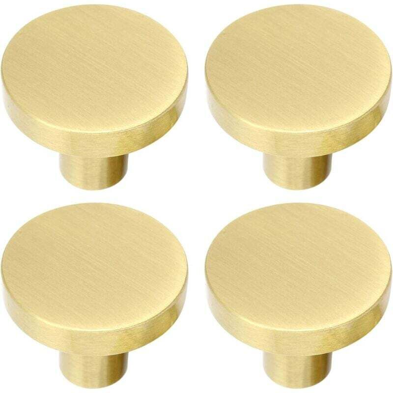 Poignée de meuble ronde en laiton brossé, bouton de tiroir, poignée de coiffeuse dorée, poignée de tiroir avec vis pour armoire, placard, tiroir,