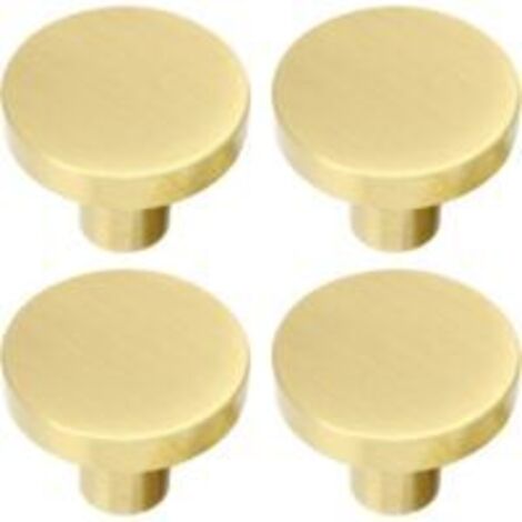 Poignée de meuble ronde en laiton brossé, bouton de tiroir, poignée de meuble de salle de bain dorée, poignée de tiroir avec vis pour meuble, tiroir, 32 mm x 25 mm