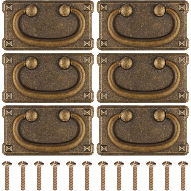 Poignee de Meuble Vintage, 6 Pièces Poignée de Tiroir à Anneau Antique, Poignée de Commode en Alliage de Zinc, Poignées de Tirage Boutons Tiroir pour