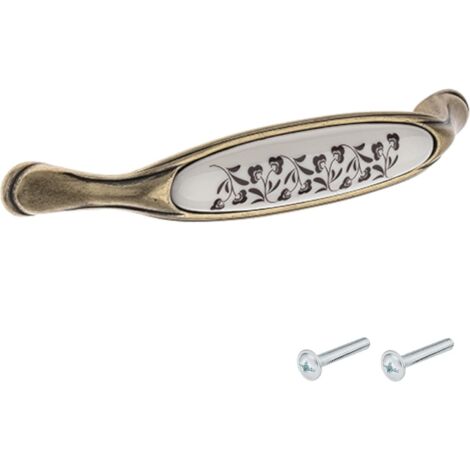 Poignée de meuble motif floral en porcelaine - Boutons Mandarine