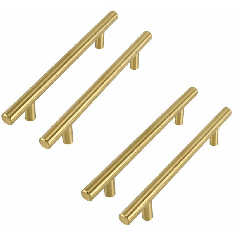 Tonchean - Poignée de meuble,Set di 4 maniglie per mobili in ottone spazzolato, distanza dal centro 96 mm, set di 4 maniglie per mobili da cucina
