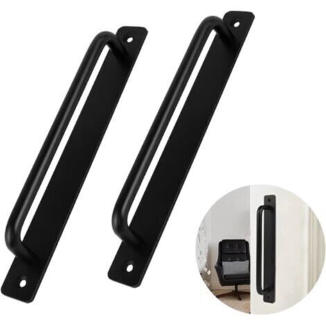 Poignée de Porte 2Pcs Poignée de Porte Noire en Alliage d'aluminium Poignée de Porte Coulissante Lourde pour Porte Intérieur Extérieur Porte de Grange Armoire Placard Chambre avec 4 Vis, Noir（21cm）