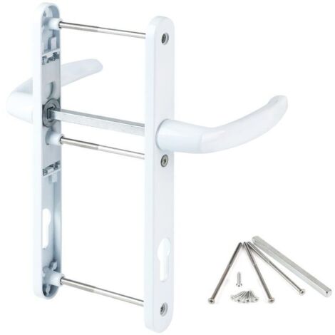 Poignée de porte 92 mm - Blanc - Accessoires de montage inclus - Aluminium - Longueur totale : 250 mm - Pour portes d'entrée, intérieures et de terrasse