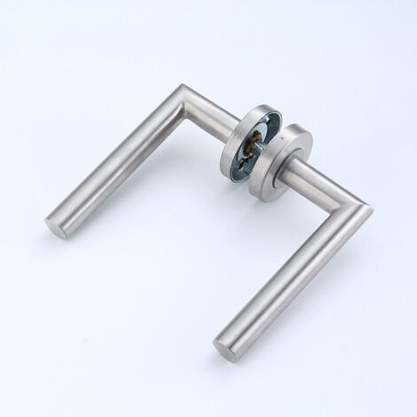 Poignée de porte à angle droit en acier inoxydable 304 brossé, poignée de serrure de porte ronde en forme de L, paire de poignées de porte de passage
