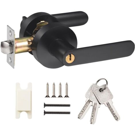 Poignée de porte à levier avec serrure Serrure de porte à clé, idéale pour toilettes, chambre et bureau, design intemporel