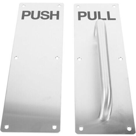 Poignée de Porte Acier Inoxydable avec Plaque Push Pull Poignée Ergonomique pour Portes Intérieures et Extérieures Résistante Au Feu Adaptée Fenêtres et Armoires