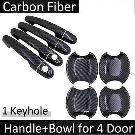 Poignée de porte autocollante en fibre de carbone noire pour Toyota Corolla E140 E150 (2007-2013) - Accessoires auto - HandleBowl 2 trous de serrure