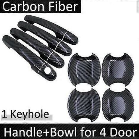 Poignée de porte autocollante en fibre de carbone noire pour Toyota Corolla E140 E150 (2007-2013) - Accessoires auto - Poignée de porte avec trou de serrure