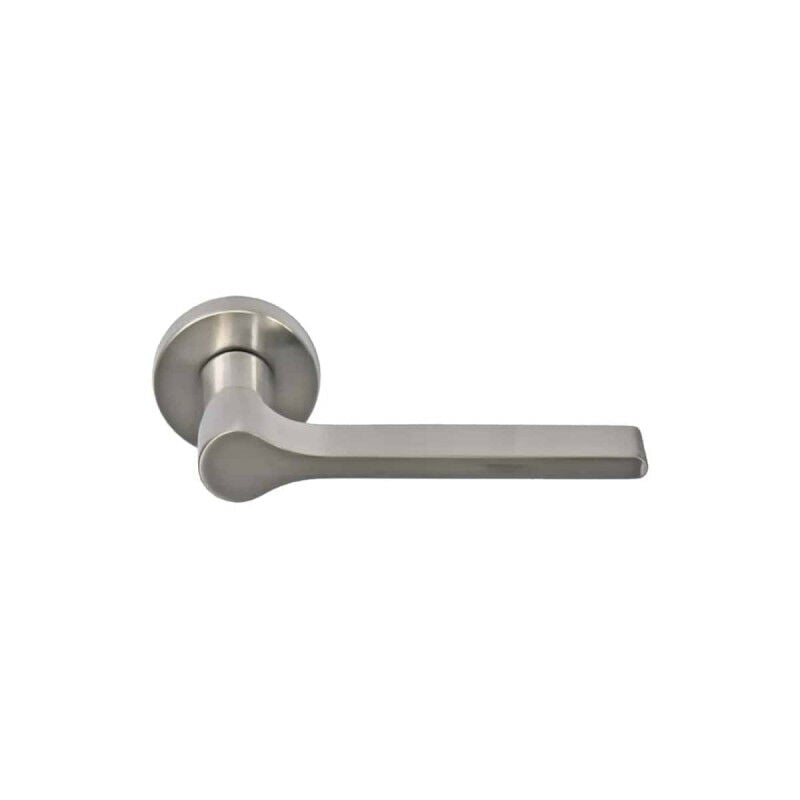 E-b - Poignée de porte Bréva avec Rosace ronde Zamak - Finition Nickelée mat - 55x132x22mm