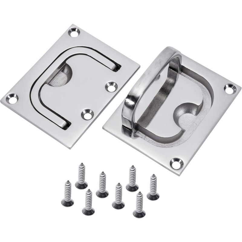 Poignée de porte carrée pour serrure de sol avec anneau de traction, matériel marin pour camping-car, 1 pièce, argent