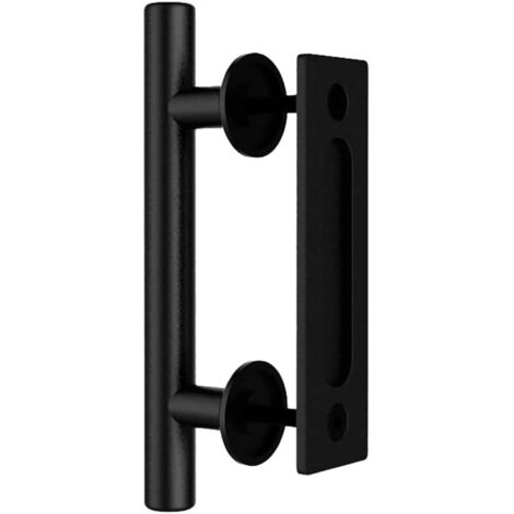Poignée de Porte Coulissante 24 cm - Noir - Double Face pour Porte en Bois