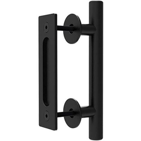 Poignée de porte coulissante, bouton de porte noir avec vis pour portes de grange, portes en bois, portes de placard, 30 cm