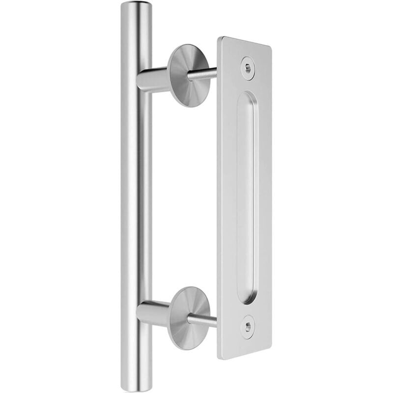 Tuserxln - Poignée de porte coulissante double face en acier inoxydable invisible pour porte coulissante en bois 12 Inches